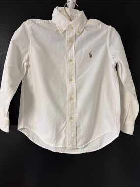 Polo Ralph Lauren kids' white button-down oxford shirt featuring the pony logo.